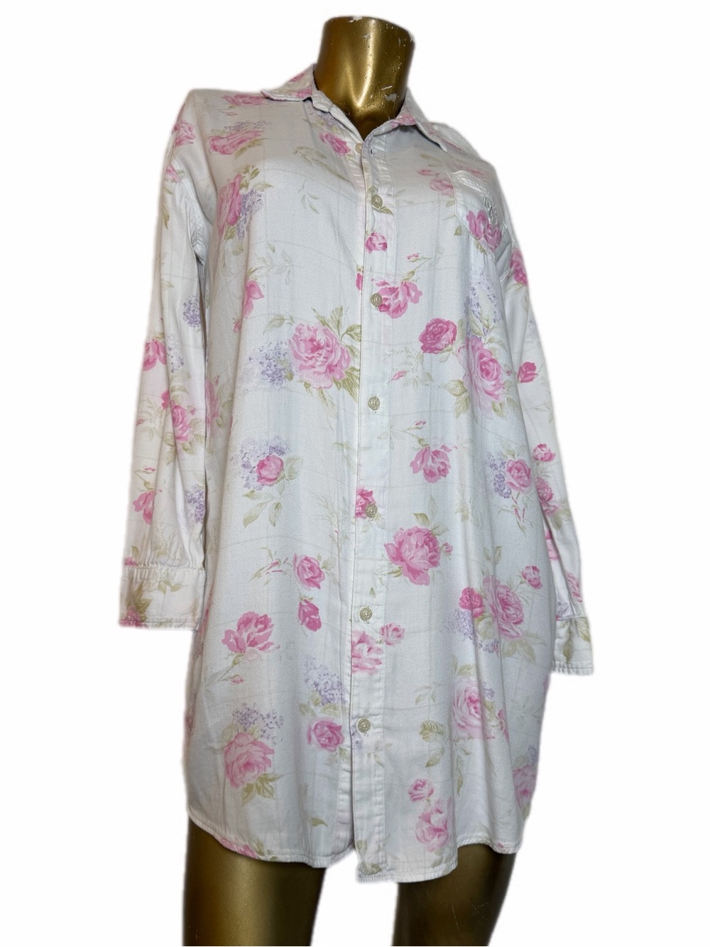 Y2K Vintage Lauren Ralph Lauren Floral Sleep Shirt Nightgown Cotton Blend size S